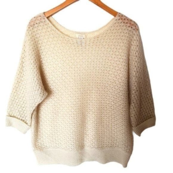 Chico's Sweaters - Chico's 2‎ L Cream Acrylic Wool Mohair Sweater
